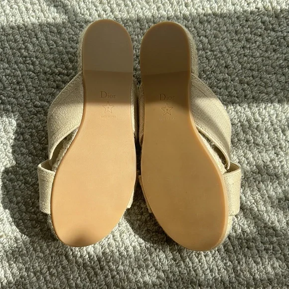 Brand New Dior Beige Granville Criss Cross Espadrille Sandals 37.5. - Picture 3 of 7
